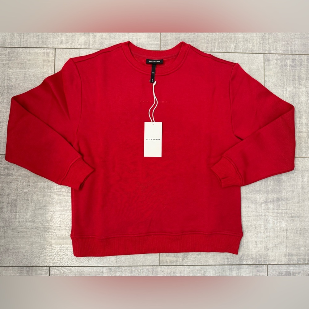 NWT Kids Cozy Earth Cityscape Crewneck Crimson Red Size Large 13/14